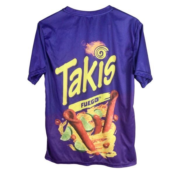 TAKIS chips Fuego AOP Polyester T Shirt Purple Small - Picture 4 of 4
